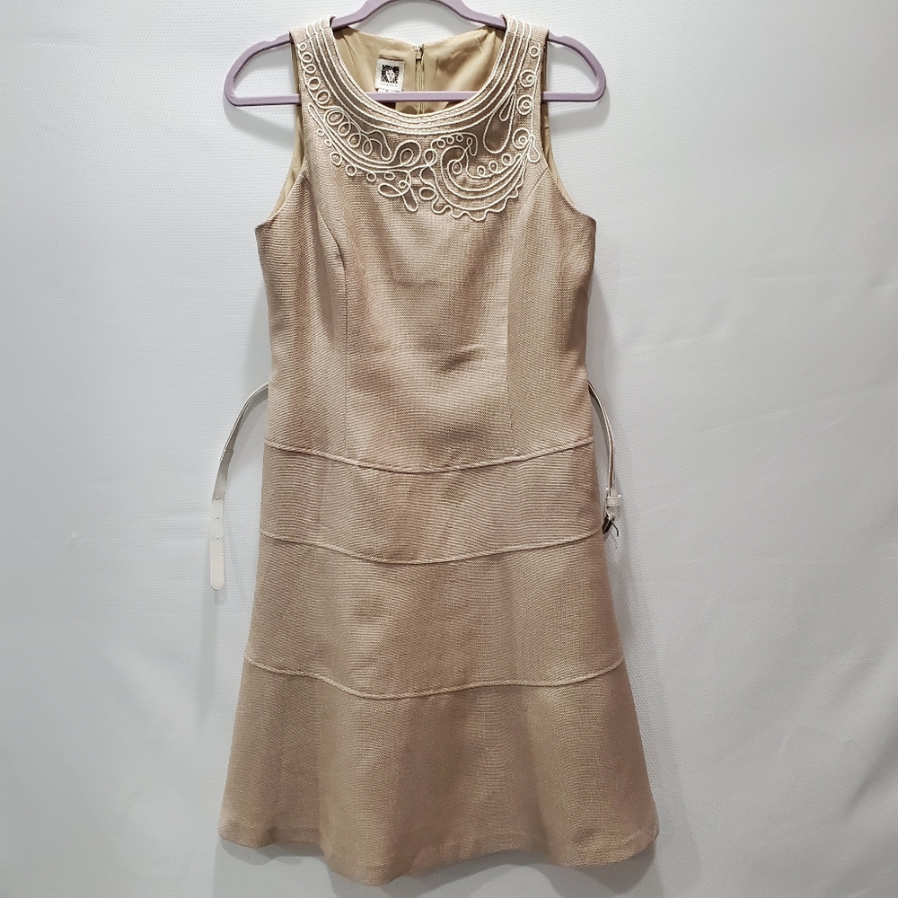 Anne Klein Linen Sleeveless Embroidered Dress P129